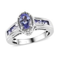 Tanzanite and White Topaz Ring in Platinum Over Sterling Silver 1.25 ctw