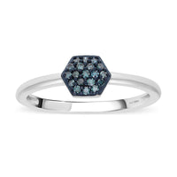 Venice Blue Diamond I1-I2 Cluster Ring in Platinum Over Sterling Silver (Size 10.0) 0.20 ctw