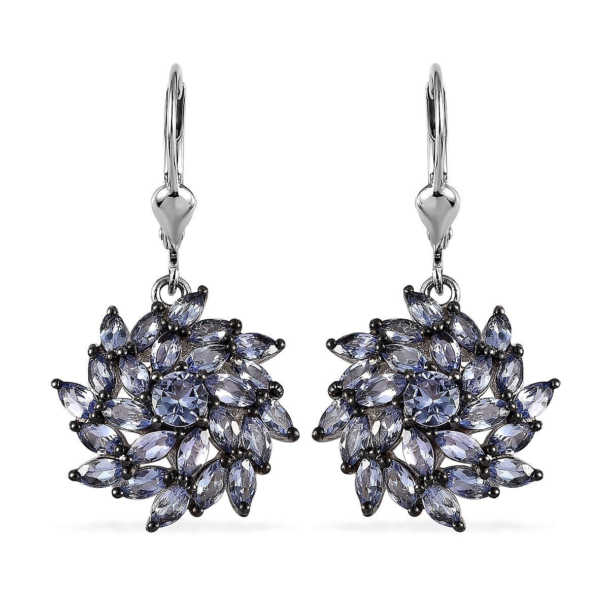 Tanzanite Floral Spray Earrings in Platinum Over Sterling Silver 5.00 ctw