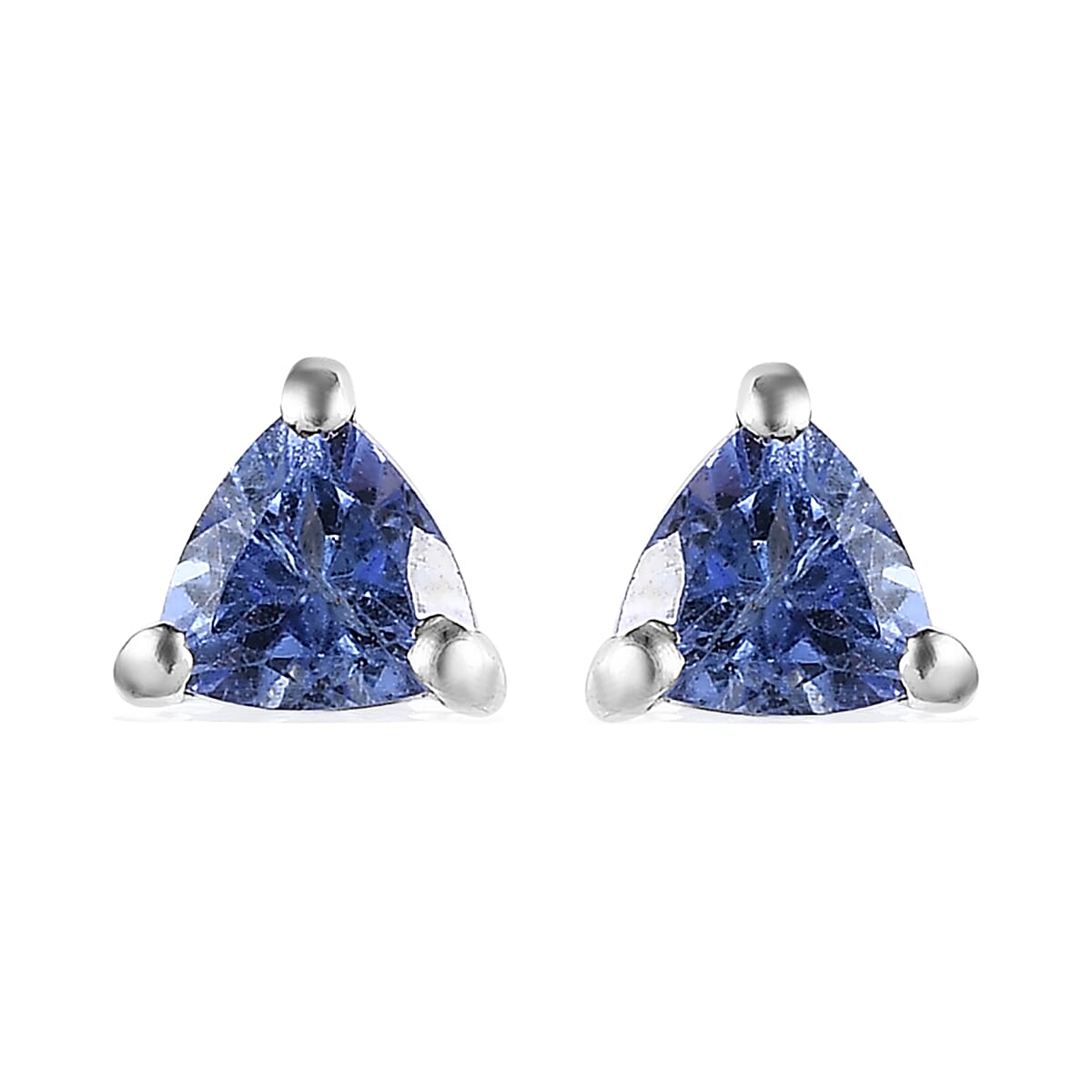 Tanzanite Solitaire Stud Earrings in Platinum Over Sterling Silver 0.50 ctw