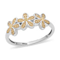 Blue Diamond (IR) Accent Floral Ring in Platinum Over Sterling Silver (Size 10.0) - Sticky add to cart bar