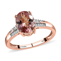 Luxoro 10K Rose Gold Premium Blush Tourmaline and Diamond Ring 2.00 ctw