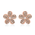 Natural Champagne and White Diamond Floral Earrings in Vermeil RG Over Sterling Silver 0.33 ctw (Del. 7-10 Days) - Sticky add to cart bar