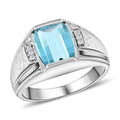 Blue Topaz and Diamond Men's Ring in Sterling Silver 2.50 ctw (Delivery in 10-15 Business Days) - Sticky add to cart bar