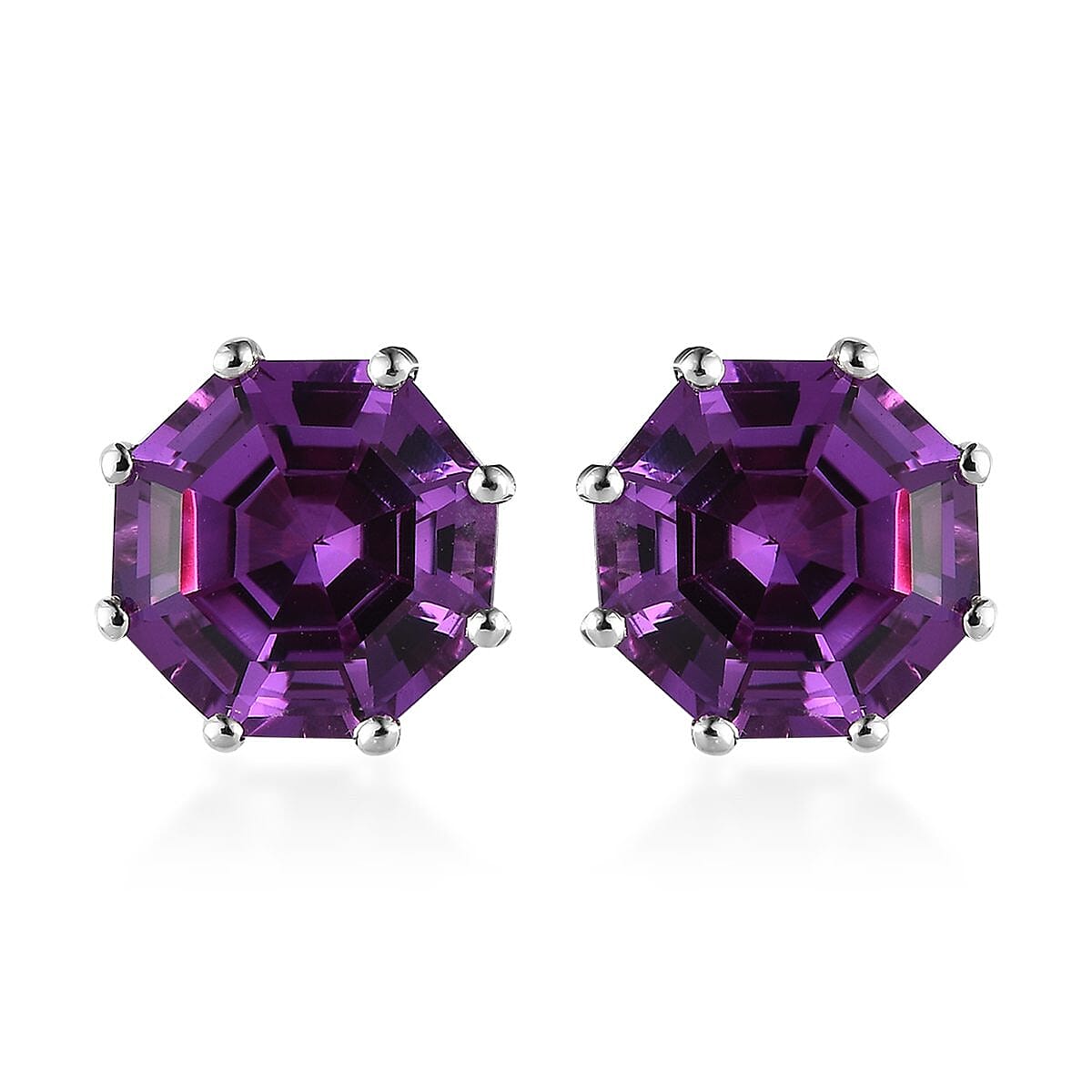 Lab Grown Color Change Sapphire Stud Earrings in Platinum Over Sterling Silver 11.25 ctw