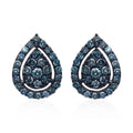 Venice Blue Diamond I1-I2 Pear Shape Stud Earrings in Platinum Over Sterling Silver 0.50 ctw - Sticky add to cart bar