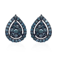 Venice Blue Diamond I1-I2 Pear Shape Stud Earrings in Platinum Over Sterling Silver 0.50 ctw