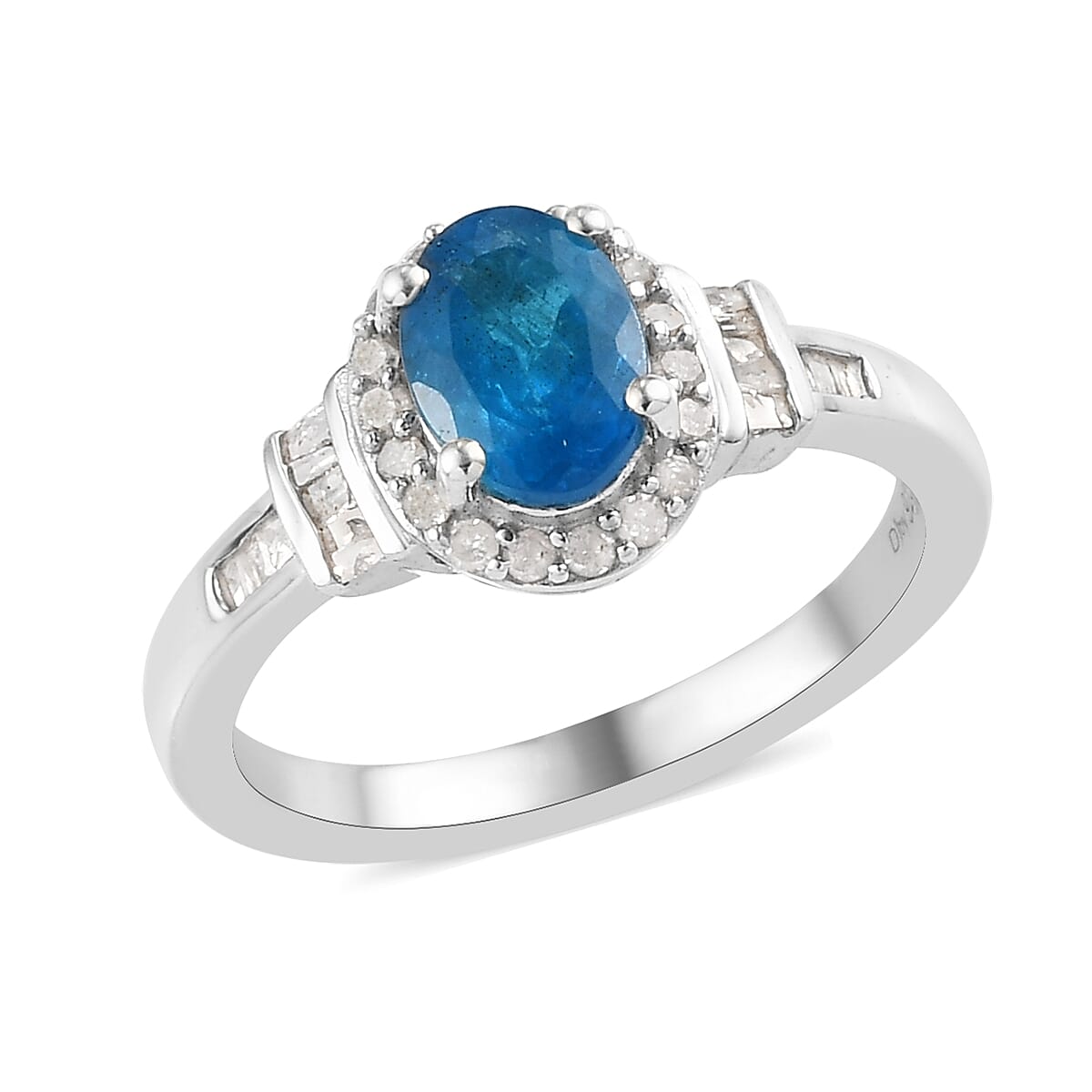 Kagem Zambian Emerald, Diamond (0.25 cts) Ring in Platinum Over Sterling Silver 1.00 ctw