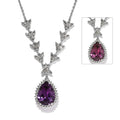 Lab Grown Color Change Sapphire and White Topaz Necklace 18-20 Inches in Platinum Over Sterling Silver 14.75 ctw - Sticky add to cart bar