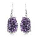 Amethyst with Druze Earrings in Silvertone 63.60ctw - Sticky add to cart bar