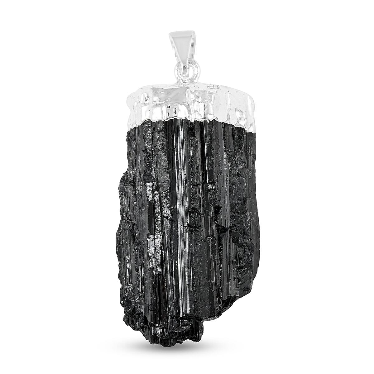 Black Tourmaline Pendant in Silvertone 100.30 ctw