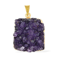 Amethyst Druze Medium Size Pendant in Goldtone 50.50 ctw