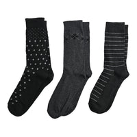 Closeout Marco Cavelli Black and Gray Set of 3 Men's Dress Socks, Breathable and Soft Socks for Men, Polyester and Cotton Socks,