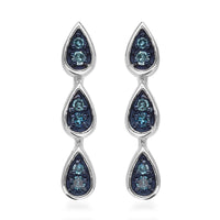 Venice Blue Diamond I1-I2 Dangle Earrings in Platinum Over Sterling Silver 0.10 ctw