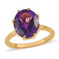 Premium Moroccan Amethyst Solitaire Ring in Vermeil Yellow Gold Over Sterling Silver (Size 10.0) 4.75 ctw - Sticky add to cart bar