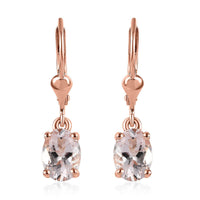Pink Morganite Lever Back Earrings in Vermeil Rose Gold Over Sterling Silver 2.15 ctw