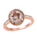 Pink Morganite and Diamond Halo Ring in Vermeil Rose Gold Over Sterling Silver 1.25 ctw - Sticky add to cart bar