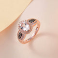 Pink Morganite, Natural Champagne and White Diamond Sunburst Ring in Vermeil Rose Gold Over Sterling Silver 1.35 ctw - Sticky add to cart bar