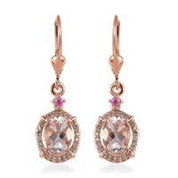 Pink Morganite and Multi Gemstone Lever Back Earrings in Vermeil Rose Gold Over Sterling Silver 2.50 ctw
