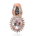 Pink Morganite and Natural Champagne and White Diamond Sunburst Pendant in Vermeil Rose Gold Over Sterling Silver 1.25 ctw - Sticky add to cart bar