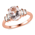Pink Morganite and Diamond Ring in Vermeil Rose Gold Over Sterling Silver 1.70 ctw - Sticky add to cart bar