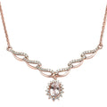Pink Morganite and Moissanite Necklace 18 Inches in Vermeil Rose Gold Over Sterling Silver 1.85 ctw - Sticky add to cart bar