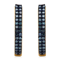 Venice Blue Diamond Hoop Earrings in Vermeil YG Over Sterling Silver, Diamond Jewelry, Birthday Anniversary Wedding Gifts For Her 0.33 ctw