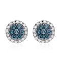 Venice Blue Diamond I1-I2 and Diamond Stud Earrings in Platinum Over Sterling Silver 0.50 ctw - Sticky add to cart bar