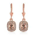 Marropino Morganite and White Zircon Lever Back Earrings in Vermeil Rose Gold Over Sterling Silver 1.65 ctw - Sticky add to cart bar