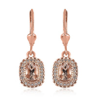 Marropino Morganite and White Zircon Lever Back Earrings in Vermeil Rose Gold Over Sterling Silver 1.65 ctw
