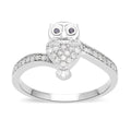 Black and White Diamond Owl Ring in Platinum Over Sterling Silver 0.25 ctw - Sticky add to cart bar