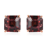 Luxoro 10K Rose Gold Asscher Cut Premium Pink Zircon Solitaire Stud Earrings 3.50 ctw