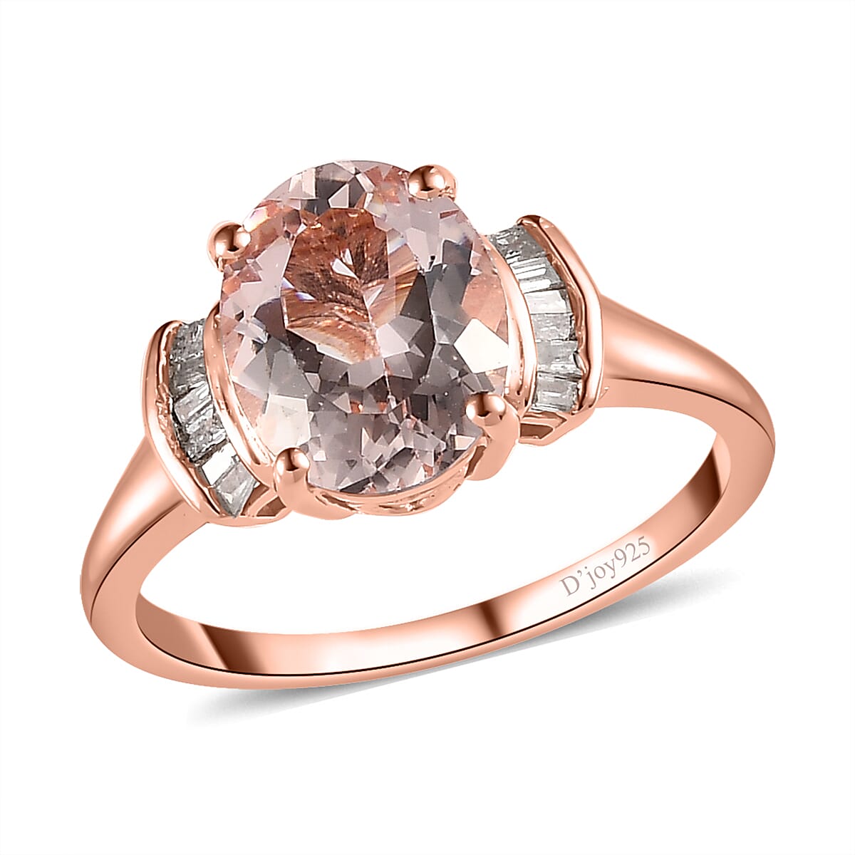 Pink Morganite and Diamond Ring in Vermeil Rose Gold Over Sterling Silver 2.20 ctw (Del. in 5-7 Days)