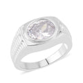 Simulated White Diamond Men's Ring in Silvertone 7.00 ctw - Sticky add to cart bar