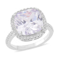 Simulated White Diamond Halo Ring in Silvertone (Size 10.0) 10.00 ctw - Sticky add to cart bar
