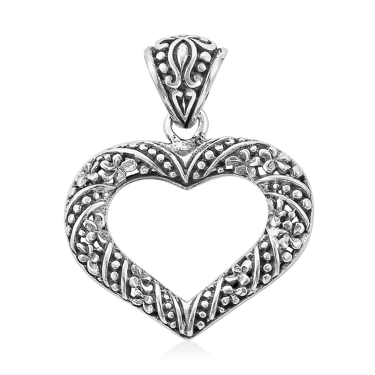 Bali Legacy Sterling Silver Open Heart Pendant 3.10 Grams