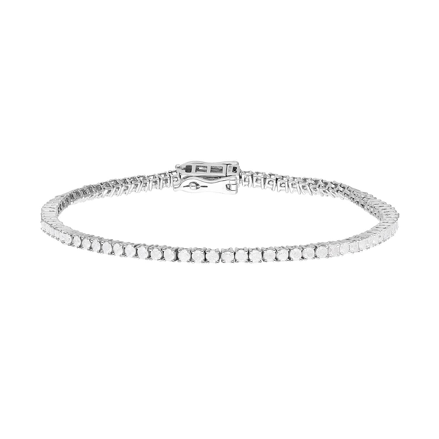 Luxoro 14K White Gold Diamond G-H, I2-I3 Tennis Bracelet (7.50 In) 8.85 Grams 3.00 ctw