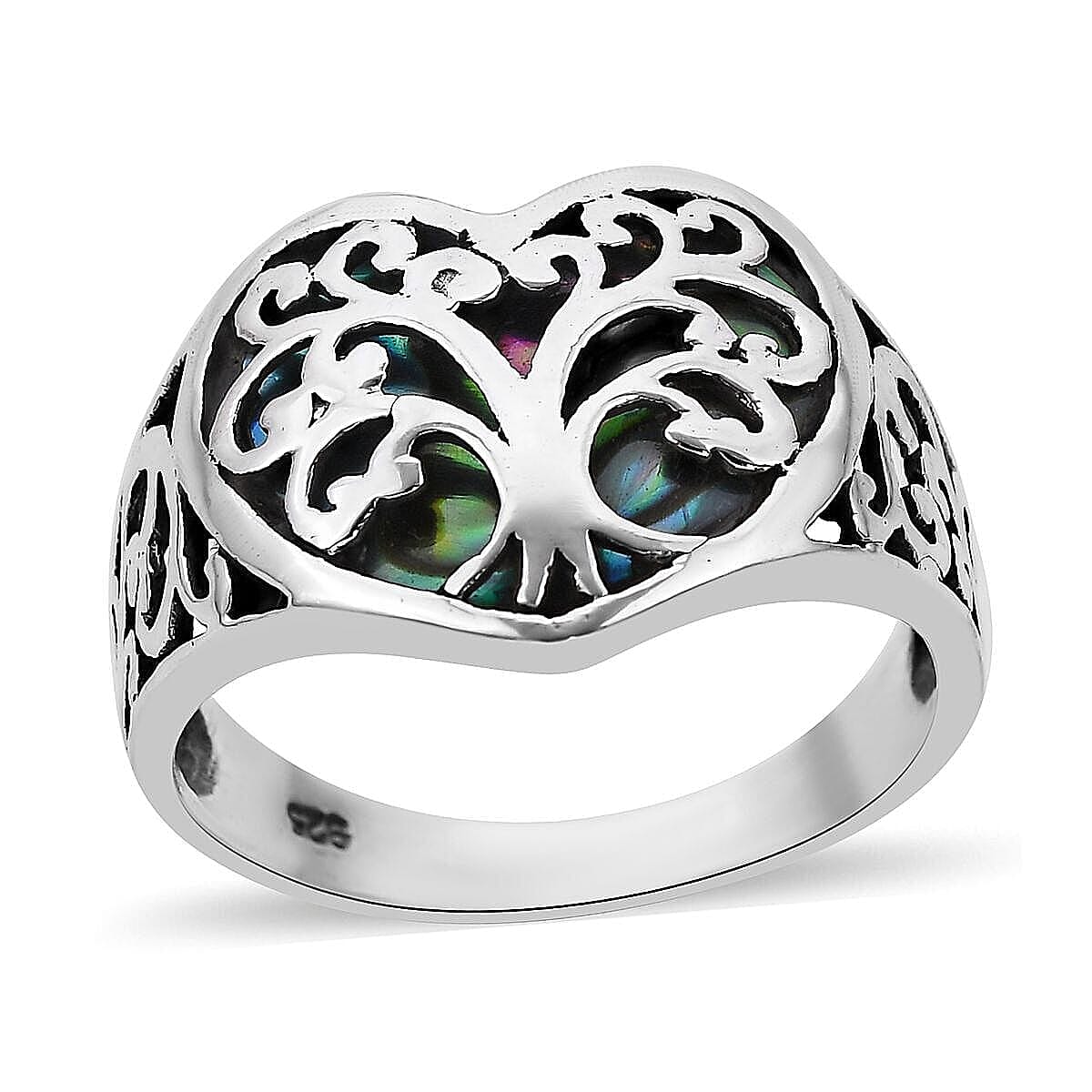 Bali Legacy Abalone Shell Heart Ring in Sterling Silver