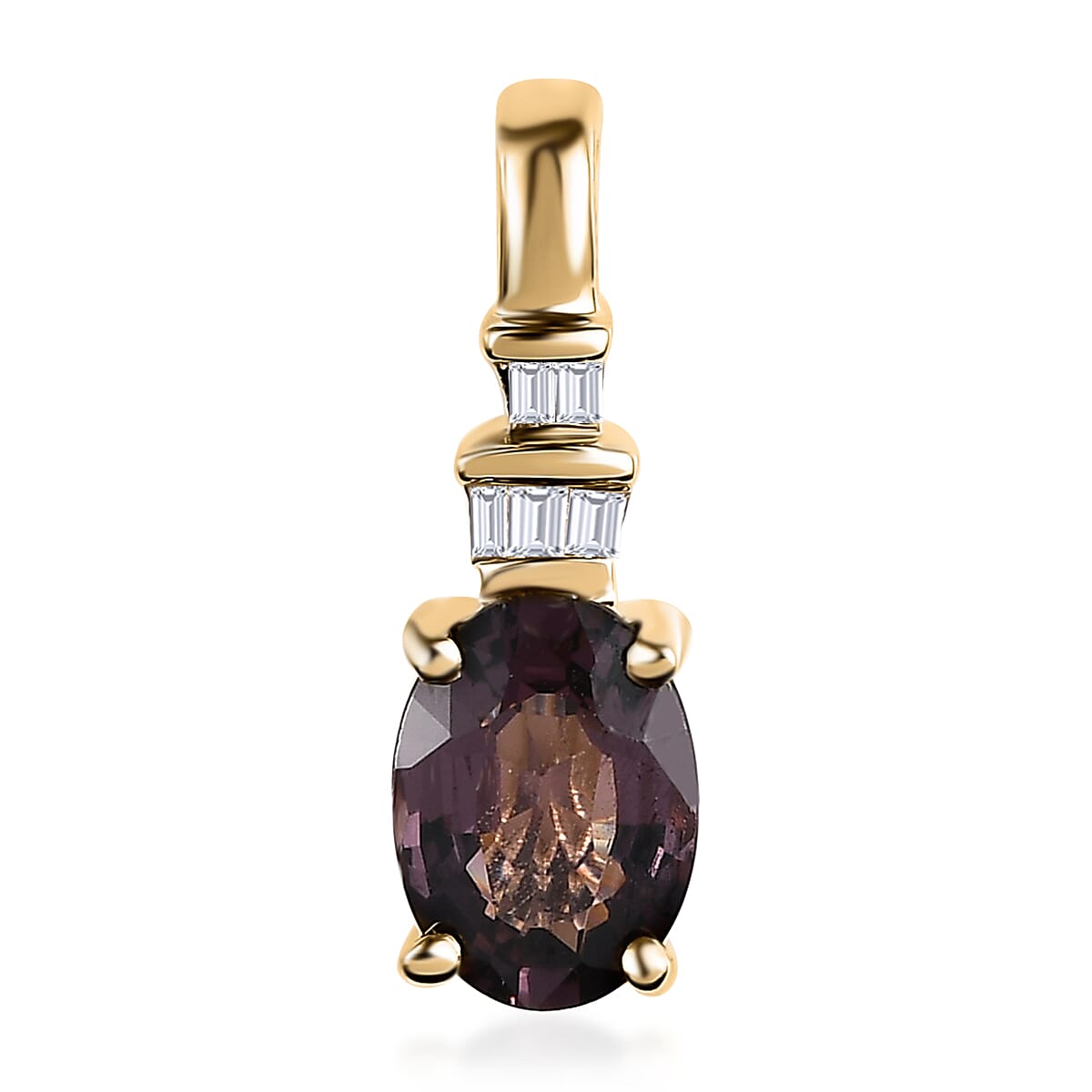 Luxoro 10K Yellow Gold Premium Tanzanian Lavender Spinel and Diamond Pendant 0.90 ctw