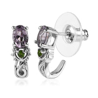 Tanzanian Lavender Spinel and Chrome Diopside J-Hoop Earrings in Platinum Over Sterling Silver 0.85 ctw