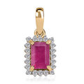 Luxoro 10K Yellow Gold Premium Niassa Ruby (FF) and Moissanite Halo Pendant 1.10 ctw - Sticky add to cart bar