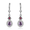 Tanzanian Lavender Spinel and Multi Gemstone Dangling Earrings in Platinum Over Sterling Silver 1.25 ctw - Sticky add to cart bar