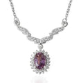 Tanzanian Lavender Spinel and White Zircon 1.15 ctw Sunburst Necklace 18-20 Inches in Platinum Over Sterling Silver - Sticky add to cart bar