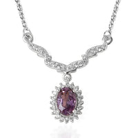 Tanzanian Lavender Spinel and White Zircon 1.15 ctw Sunburst Necklace 18-20 Inches in Platinum Over Sterling Silver