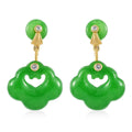 Green Jade (D) and White Zircon Dangling Earrings in Vermeil YG Over Sterling Silver 28.85 ctw - Sticky add to cart bar