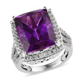 Lab Grown Color Change Sapphire and White Zircon Ring in Platinum Over Sterling Silver 17.25 ctw - Sticky add to cart bar