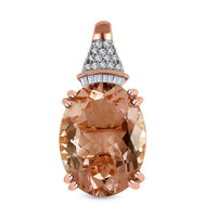 Luxoro 14K Rose Gold AAA Marropino Morganite and G-H I2 Diamond Pendant without Chain 9.25 ctw