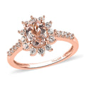 Marropino Morganite and White Zircon Sunburst Ring in Vermeil Rose Gold Over Sterling Silver 1.35 ctw - Sticky add to cart bar