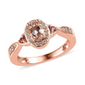 Marropino Morganite and Multi Gemstone Halo Ring in Vermeil Rose Gold Over Sterling Silver 0.85 ctw - Sticky add to cart bar