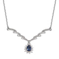 Ceylon Blue Sapphire and Moissanite Necklace 18 Inches in Platinum Over Sterling Silver 1.90 ctw - Sticky add to cart bar